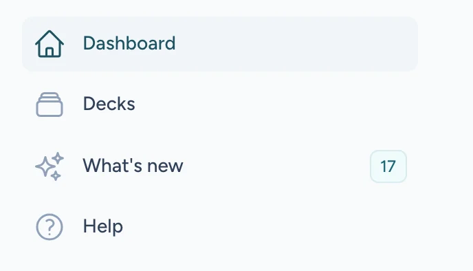 The dashboard's sidebar, with What's new and a count of changes beside it