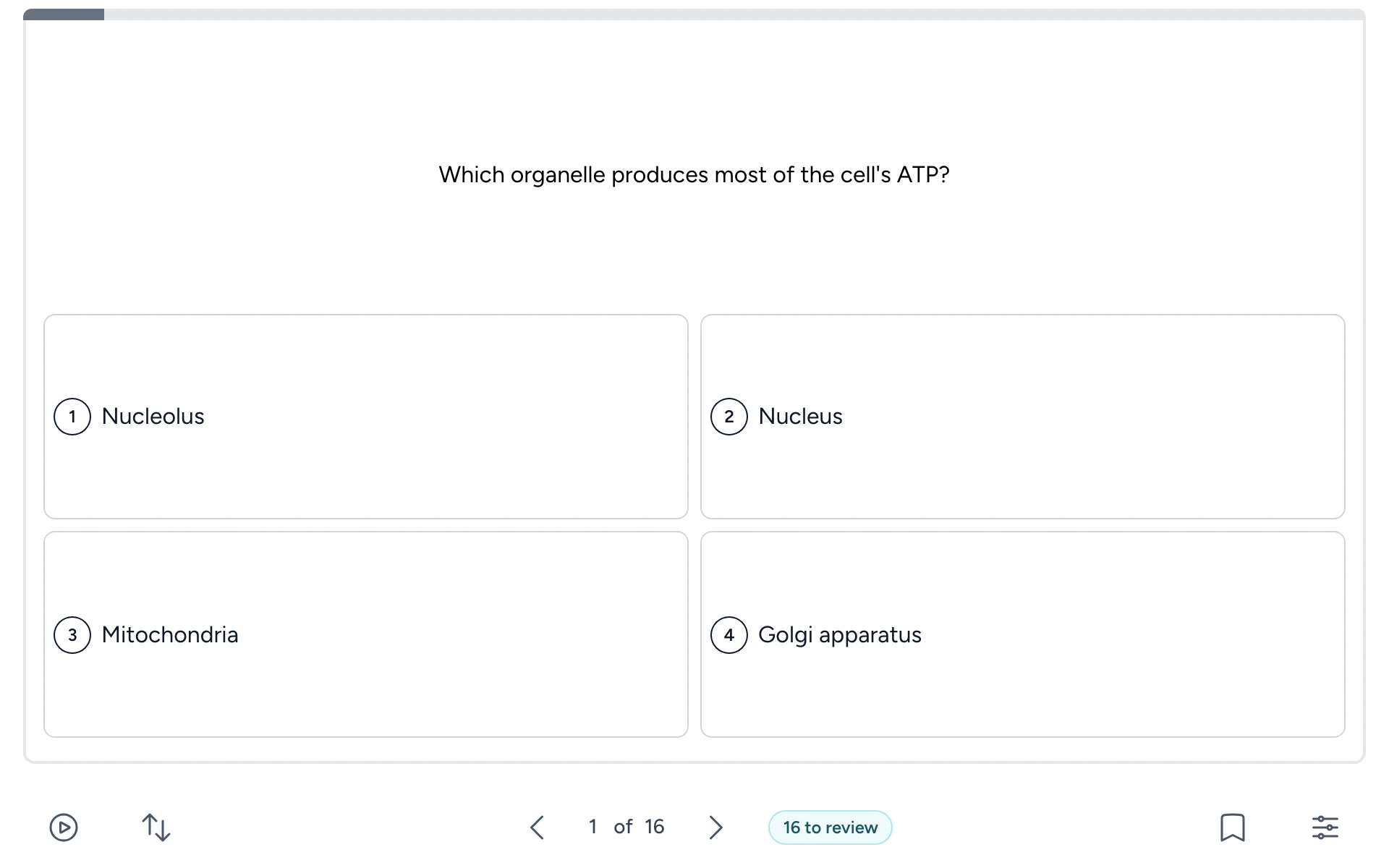 A multiple-choice question with four numbered answers