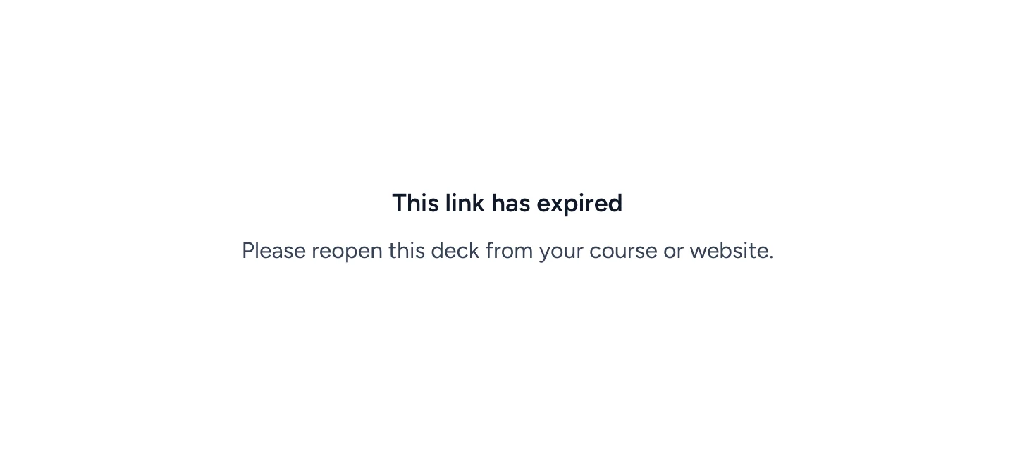 The "This link has expired" page